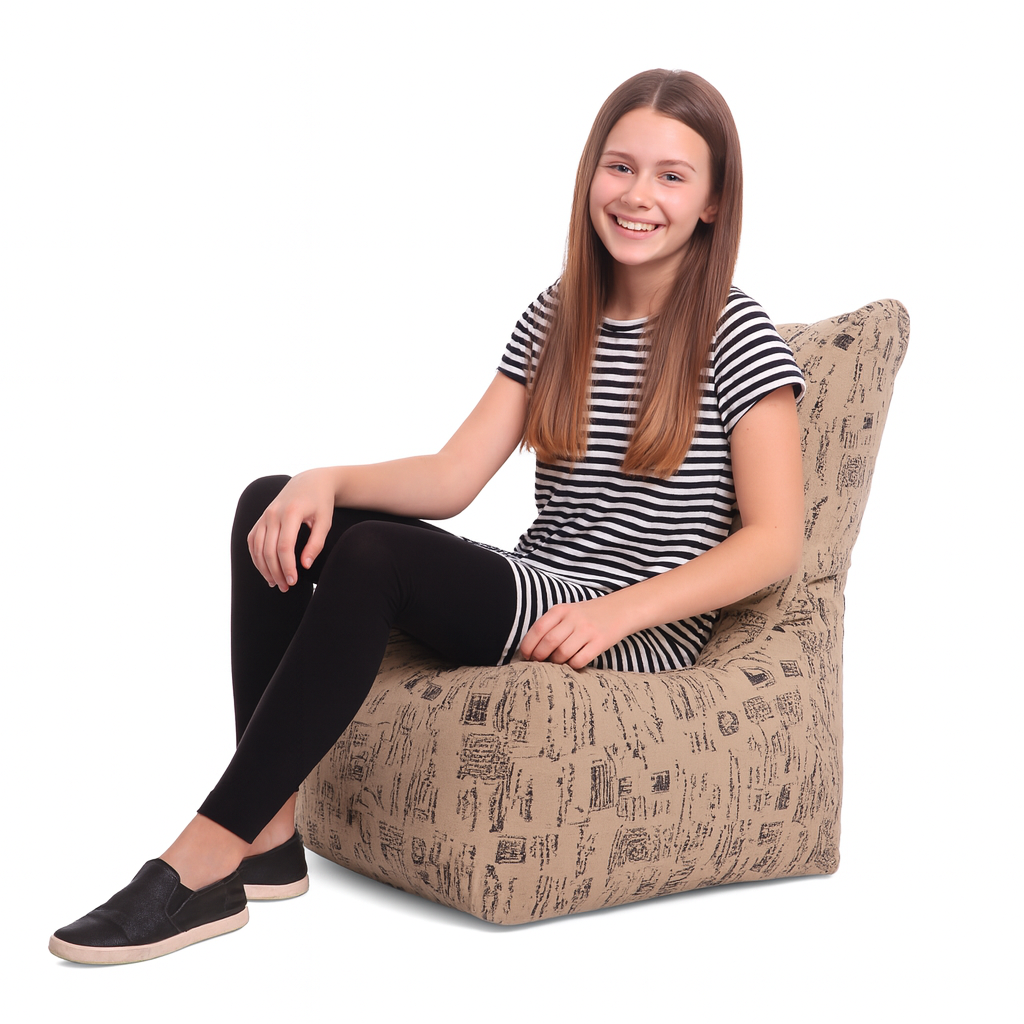 Style Homez CANVAS CLASSIC CHAIR, Cotton Canvas Abstract Printed Bean Bag XL Size with Beans Fillers