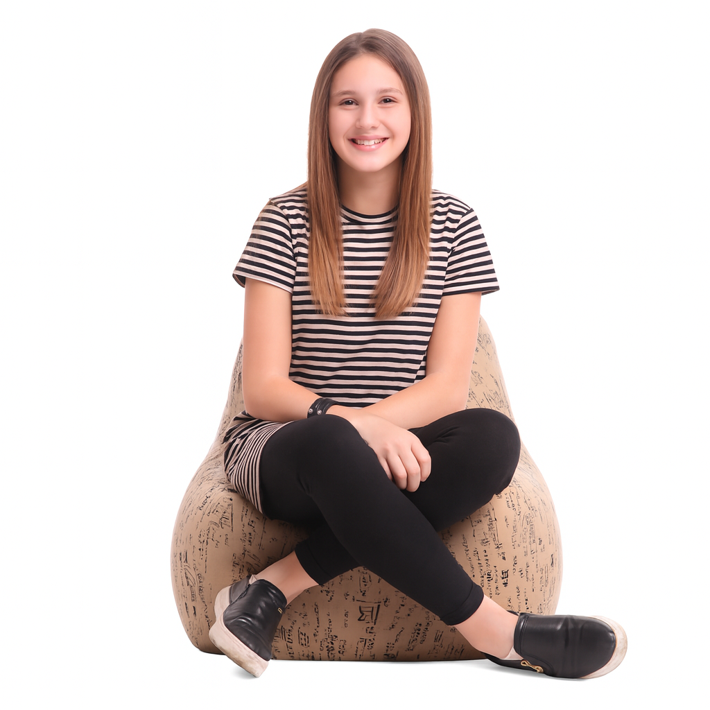 Style Homez CANVAS CLASSIC CHAIR, Cotton Canvas Abstract Printed Bean Bag XL Size with Beans Fillers