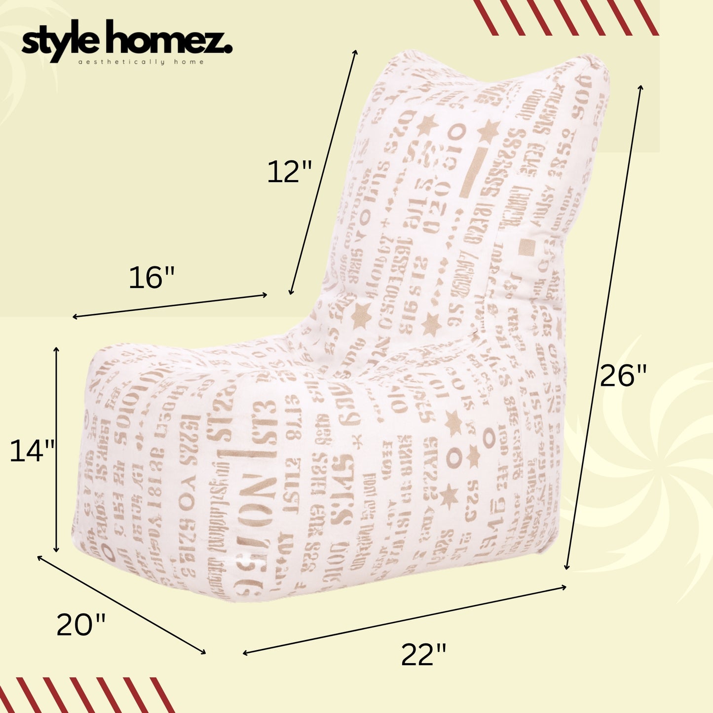 Style Homez CANVAS CLASSIC CHAIR, Cotton Canvas Abstract Printed Bean Bag XL Size with Beans Fillers