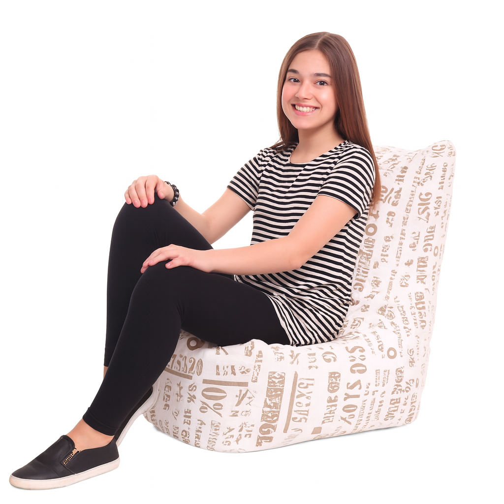Style Homez CANVAS CLASSIC CHAIR, Cotton Canvas Abstract Printed Bean Bag XL Size with Beans Fillers