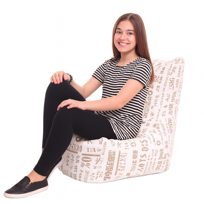 Style Homez CANVAS CLASSIC CHAIR, Cotton Canvas Abstract Printed Bean Bag XL Size with Beans Fillers