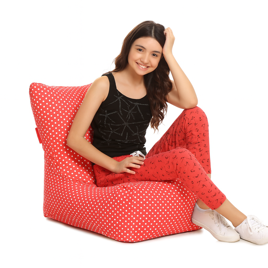 Style Homez CANVAS CLASSIC CHAIR, Cotton Canvas Star Printed Bean Bag XL Size with Beans Fillers