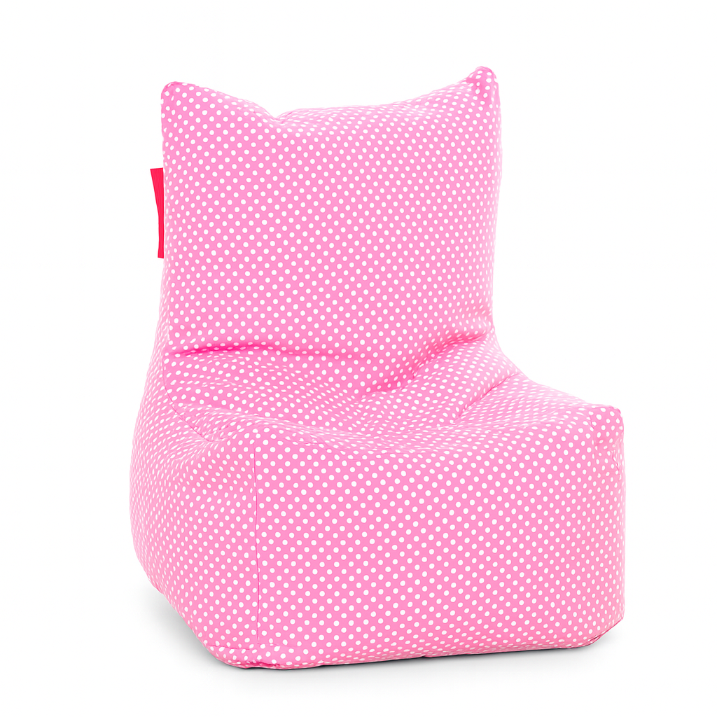 Style Homez CANVAS CLASSIC CHAIR, Cotton Canvas Polka Dots Printed Bean Bag XL Size with Beans Fillers