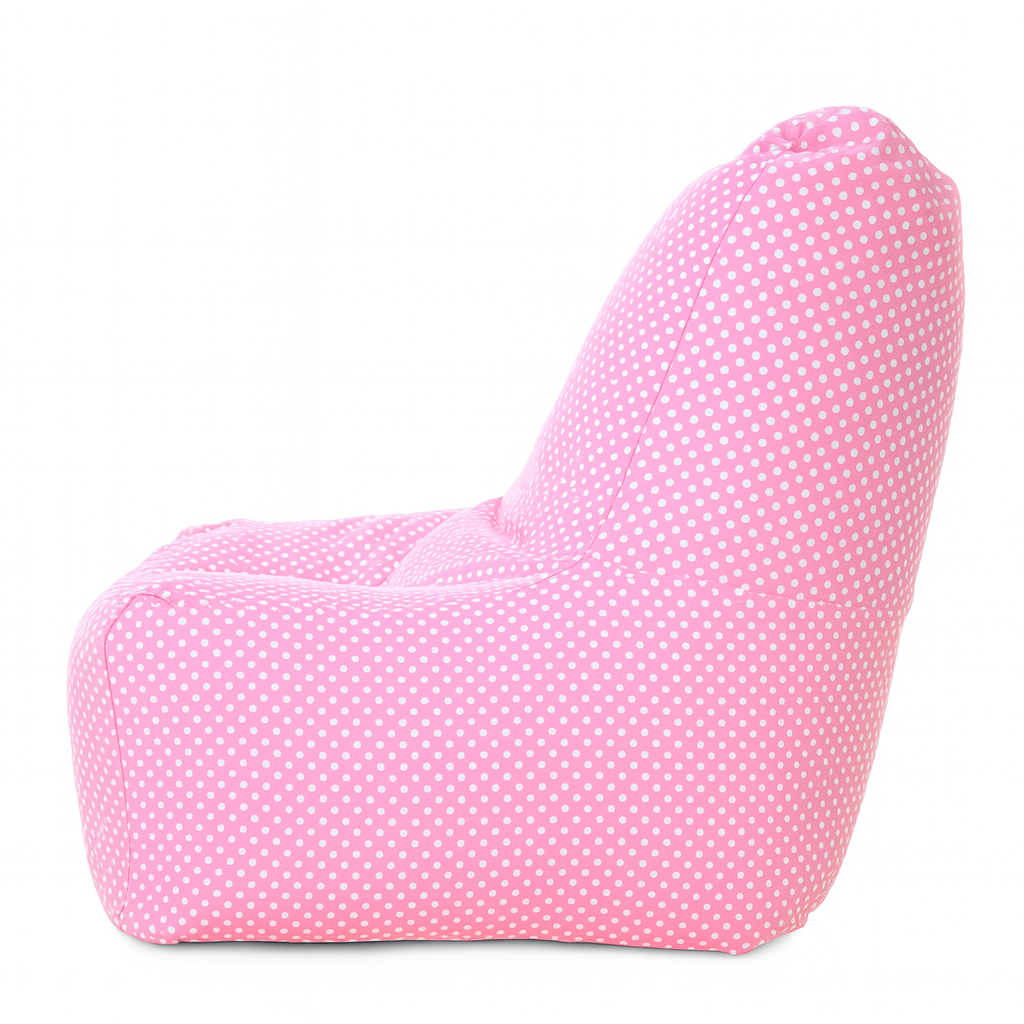 Style Homez CANVAS CLASSIC CHAIR, Cotton Canvas Polka Dots Printed Bean Bag XL Size with Beans Fillers