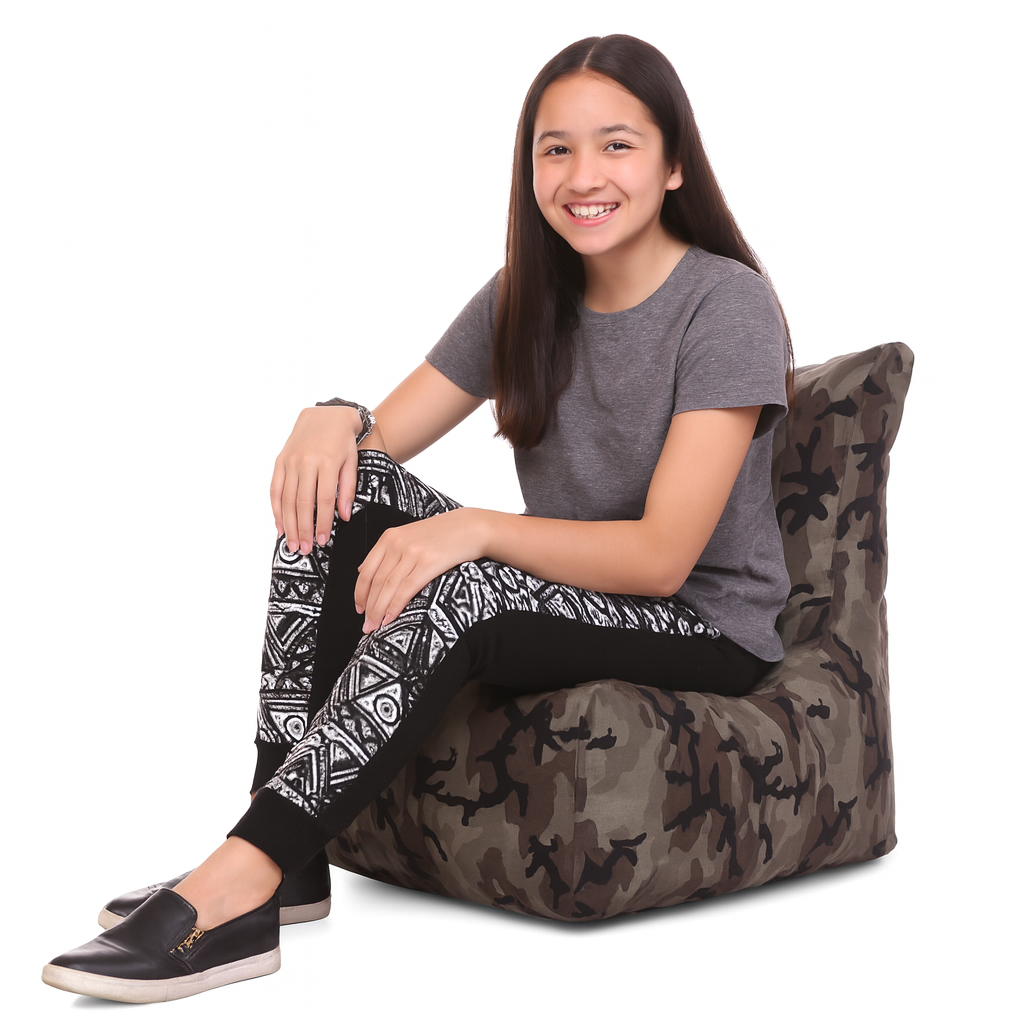 Style Homez CANVAS CLASSIC CHAIR, Cotton Canvas Camouflage Printed Bean Bag XL Size with Beans Fillers