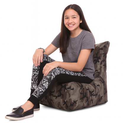 Style Homez CANVAS CLASSIC CHAIR, Cotton Canvas Camouflage Printed Bean Bag XL Size with Beans Fillers