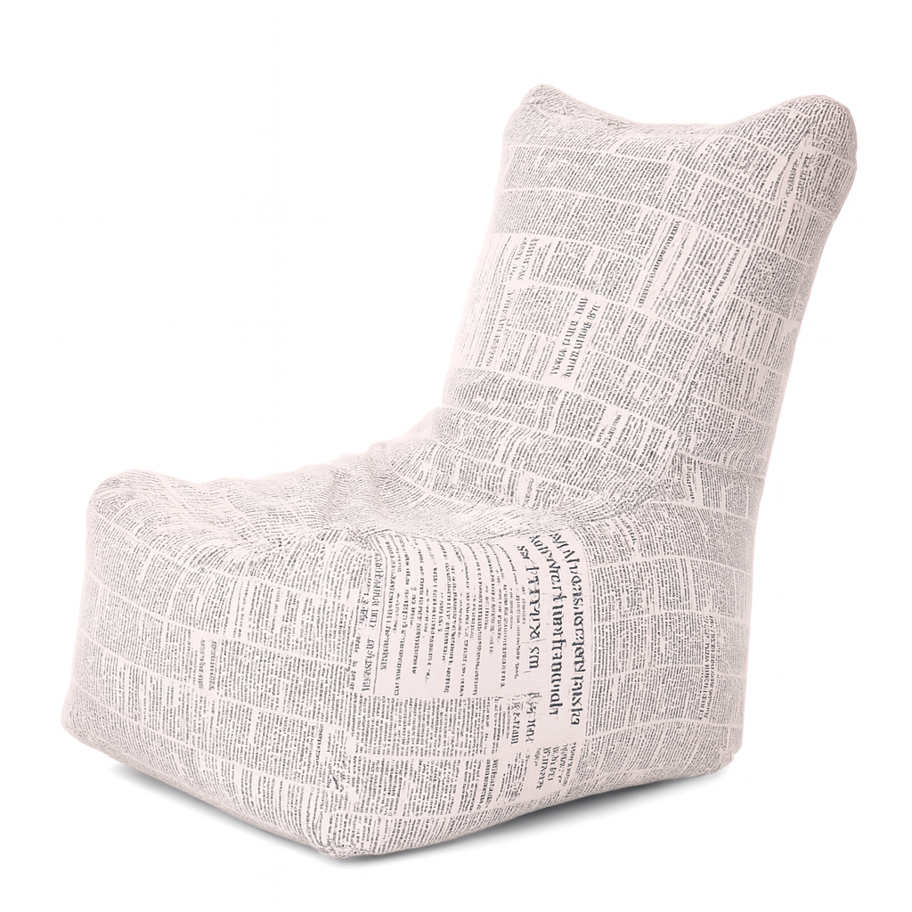 Style Homez CANVAS CLASSIC CHAIR, Cotton Canvas Newspaper Printed Bean Bag XL Size with Beans Fillers