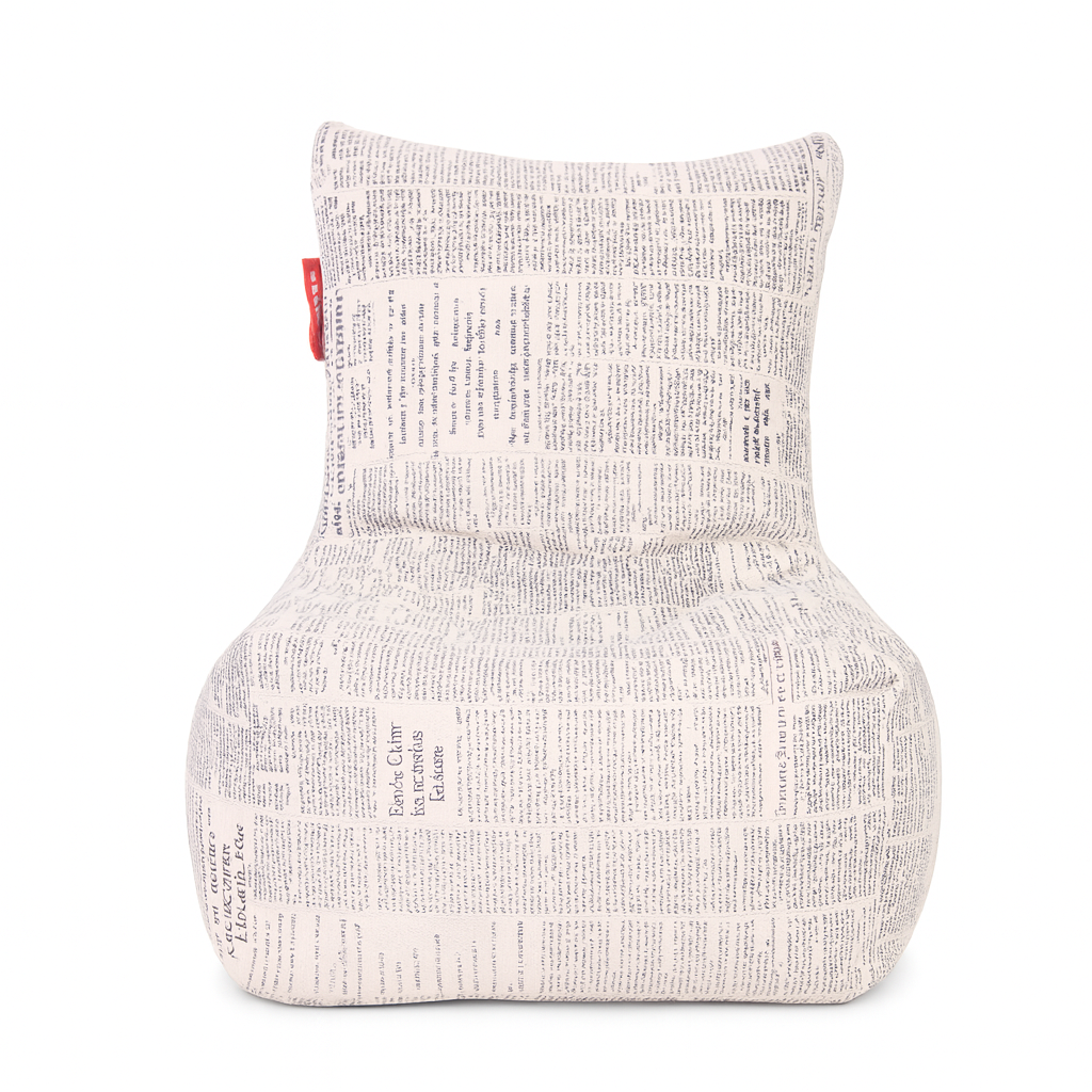 Style Homez CANVAS CLASSIC CHAIR, Cotton Canvas Newspaper Printed Bean Bag XL Size with Beans Fillers