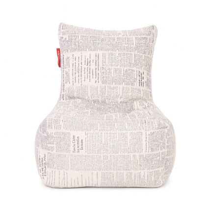 Style Homez CANVAS CLASSIC CHAIR, Cotton Canvas Newspaper Printed Bean Bag XL Size with Beans Fillers