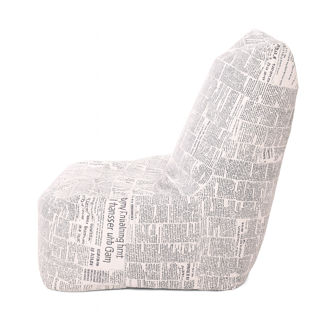 Style Homez CANVAS CLASSIC CHAIR, Cotton Canvas Newspaper Printed Bean Bag XL Size with Beans Fillers
