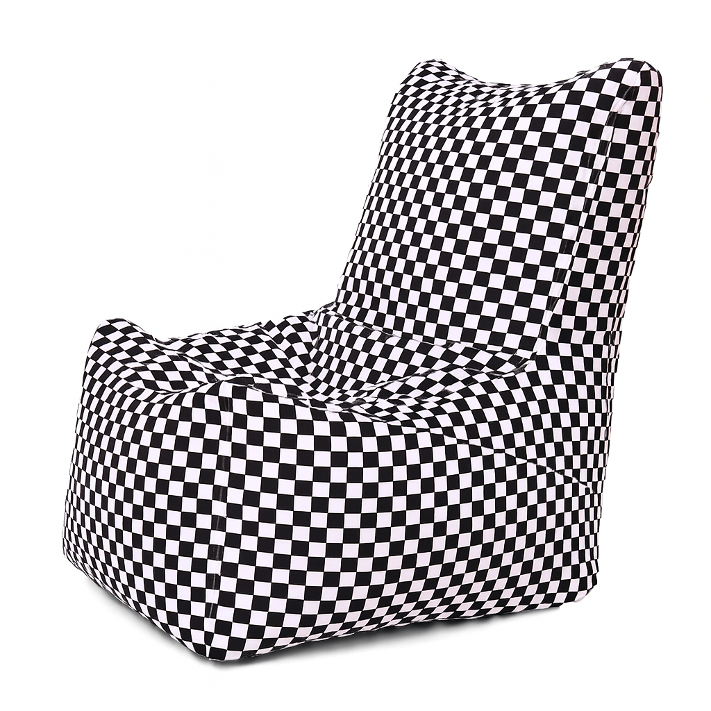 Style Homez CANVAS CLASSIC CHAIR, Cotton Canvas Checkered Printed Bean Bag XL Size with Beans Fillers