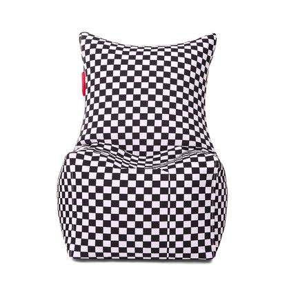 Style Homez CANVAS CLASSIC CHAIR, Cotton Canvas Checkered Printed Bean Bag XL Size with Beans Fillers