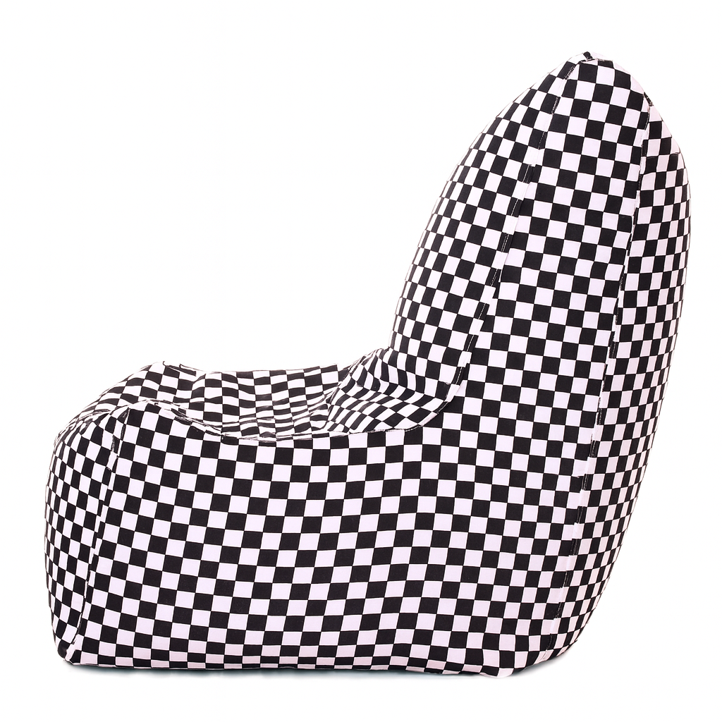 Style Homez CANVAS CLASSIC CHAIR, Cotton Canvas Checkered Printed Bean Bag XL Size with Beans Fillers