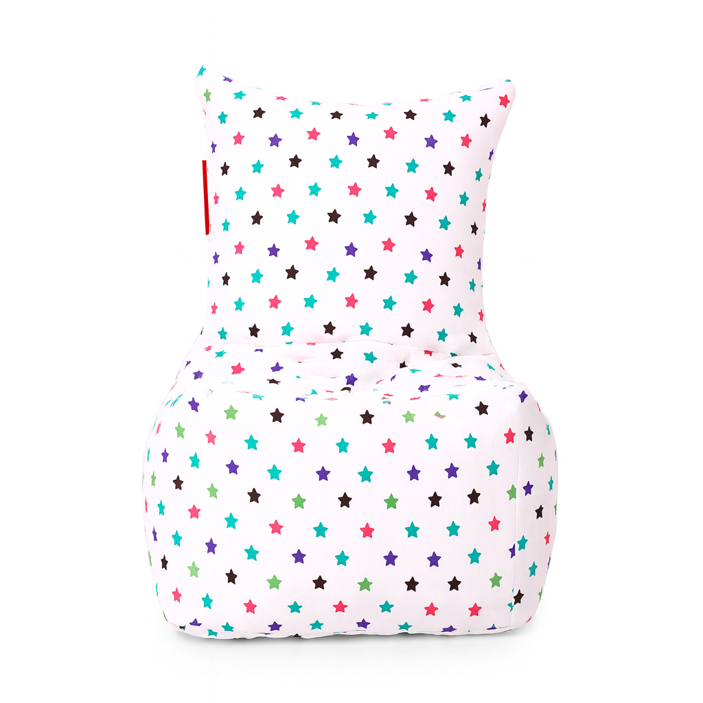 Style Homez CANVAS CLASSIC CHAIR, Cotton Canvas Star Printed Bean Bag XL Size with Beans Fillers