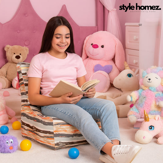 Style Homez CANVAS CLASSIC CHAIR, Classic Chair Cotton Canvas Stripes Printed Bean Bag XL Size With Beans Fillers