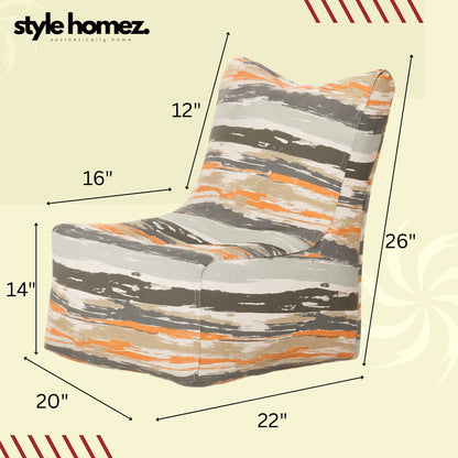 Style Homez CANVAS CLASSIC CHAIR, Classic Chair Cotton Canvas Stripes Printed Bean Bag XL Size With Beans Fillers