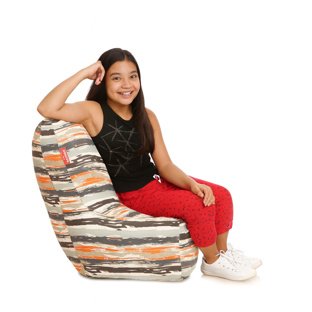 Style Homez CANVAS CLASSIC CHAIR, Classic Chair Cotton Canvas Stripes Printed Bean Bag XL Size With Beans Fillers