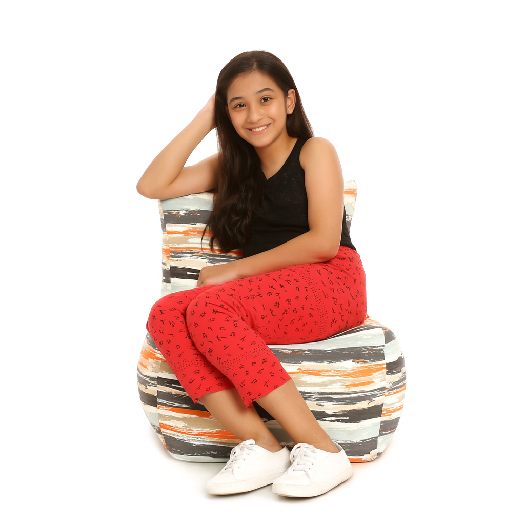 Style Homez CANVAS CLASSIC CHAIR, Classic Chair Cotton Canvas Stripes Printed Bean Bag XL Size With Beans Fillers