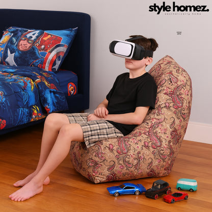 Style Homez CANVAS CLASSIC CHAIR, Cotton Canvas Paisley Printed Bean Bag XL Size With Beans Fillers