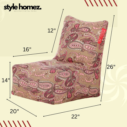 Style Homez CANVAS CLASSIC CHAIR, Cotton Canvas Paisley Printed Bean Bag XL Size With Beans Fillers