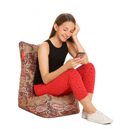 Style Homez CANVAS CLASSIC CHAIR, Cotton Canvas Paisley Printed Bean Bag XL Size With Beans Fillers