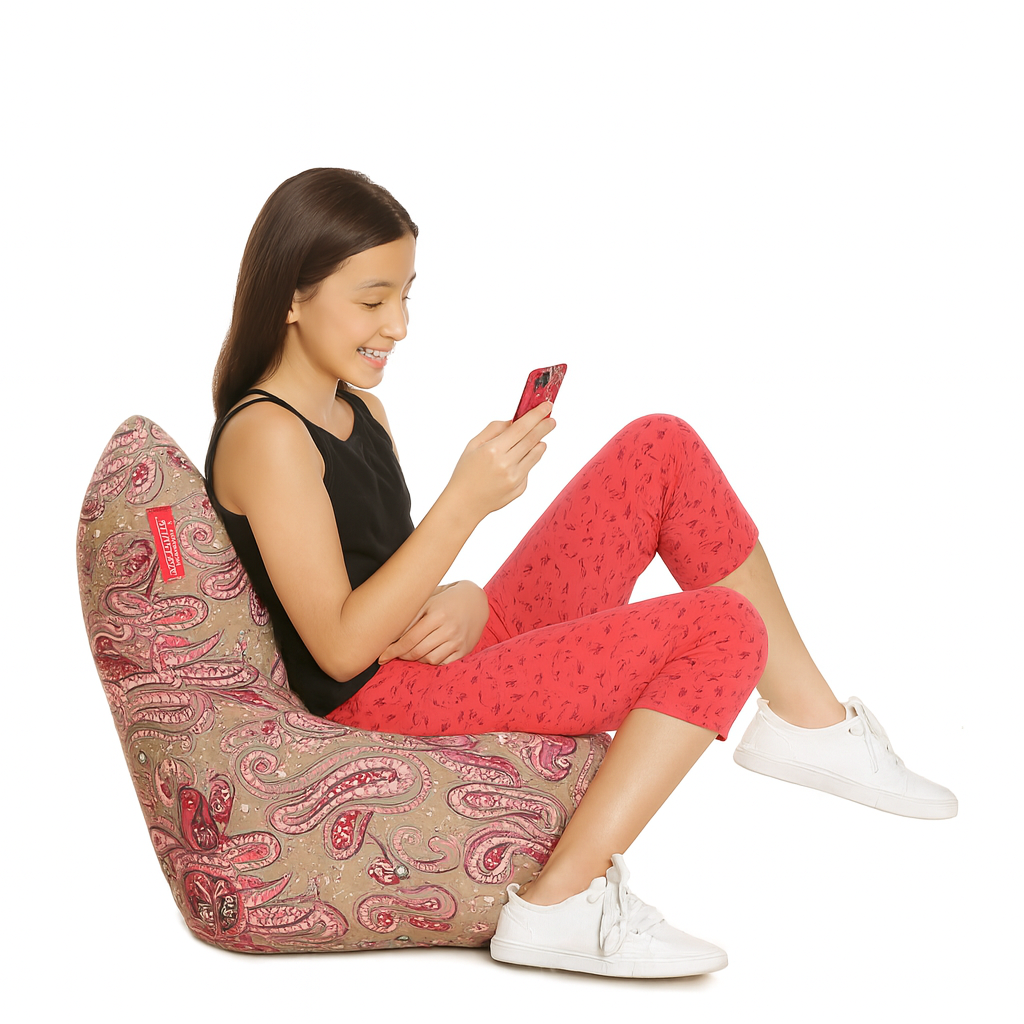 Style Homez CANVAS CLASSIC CHAIR, Cotton Canvas Paisley Printed Bean Bag XL Size With Beans Fillers