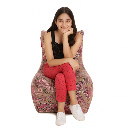 Style Homez CANVAS CLASSIC CHAIR, Cotton Canvas Paisley Printed Bean Bag XL Size With Beans Fillers