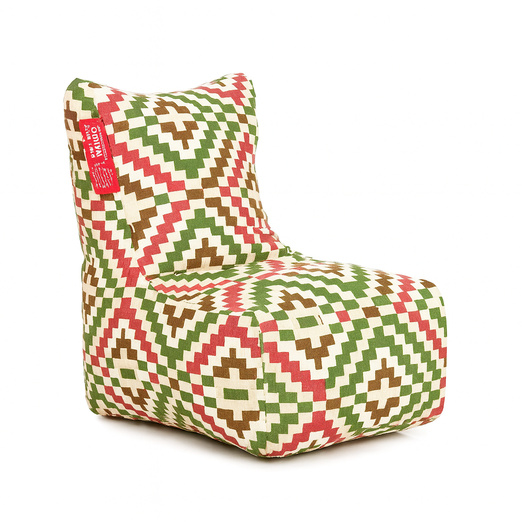 Style Homez CANVAS CLASSIC CHAIR, Cotton Canvas IKAT Printed Bean Bag XL Size With Beans Fillers