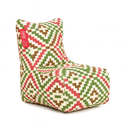 Style Homez CANVAS CLASSIC CHAIR, Cotton Canvas IKAT Printed Bean Bag XL Size With Beans Fillers