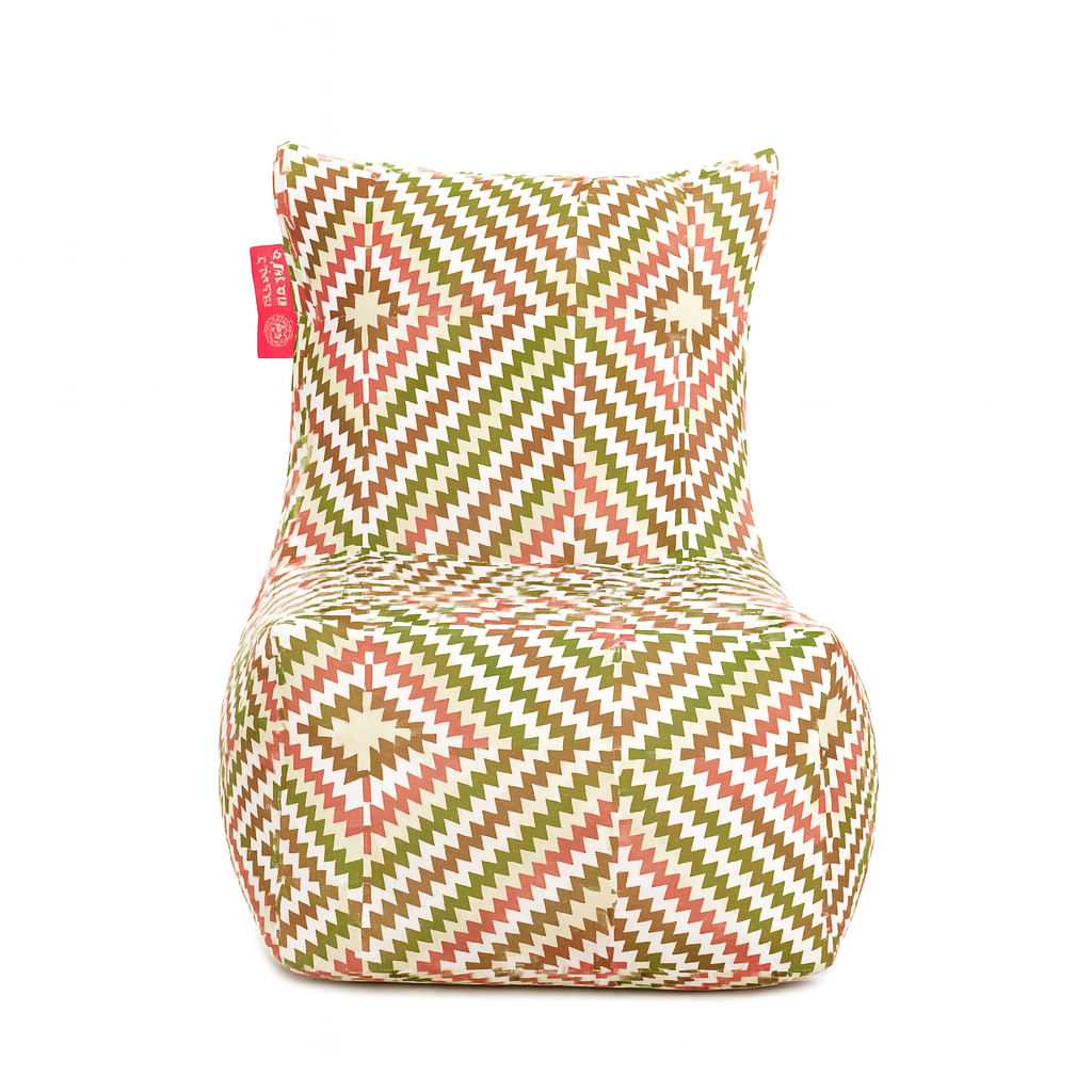 Style Homez CANVAS CLASSIC CHAIR, Cotton Canvas IKAT Printed Bean Bag XL Size With Beans Fillers