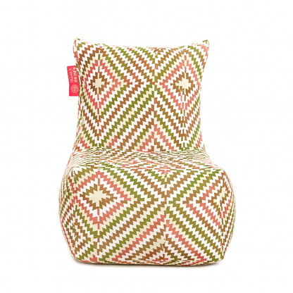 Style Homez CANVAS CLASSIC CHAIR, Cotton Canvas IKAT Printed Bean Bag XL Size With Beans Fillers