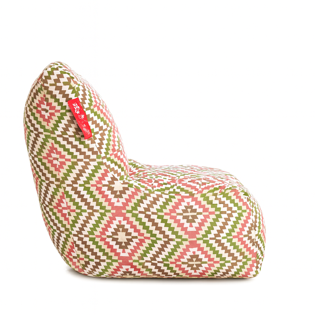 Style Homez CANVAS CLASSIC CHAIR, Cotton Canvas IKAT Printed Bean Bag XL Size With Beans Fillers