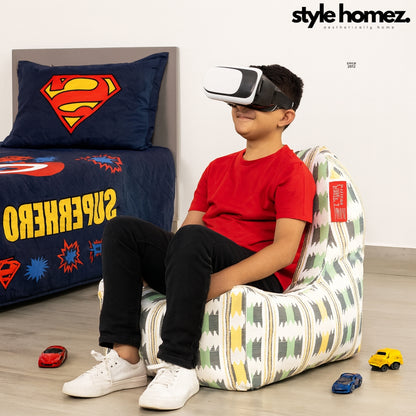 Style Homez CANVAS CLASSIC CHAIR, Cotton Canvas IKAT Printed Bean Bag XL Size With Beans Fillers