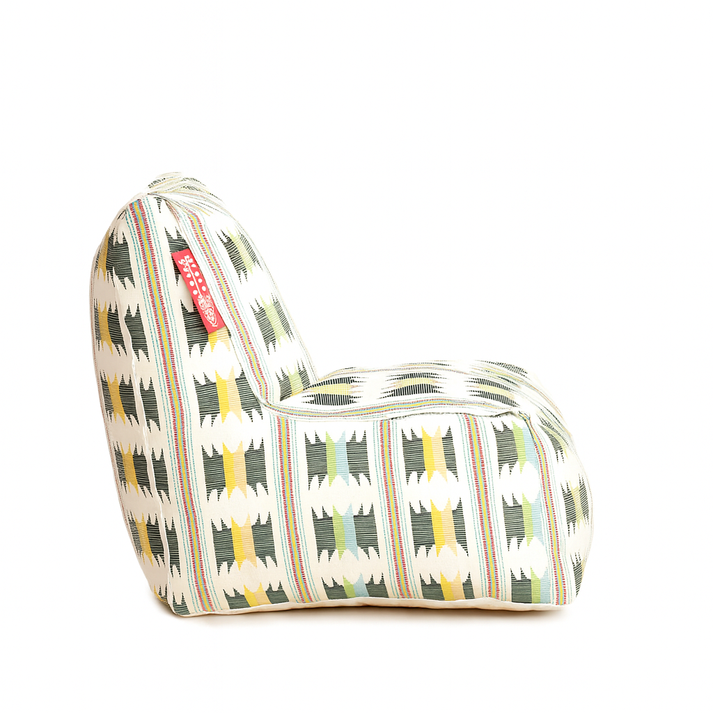 Style Homez CANVAS CLASSIC CHAIR, Cotton Canvas IKAT Printed Bean Bag XL Size With Beans Fillers
