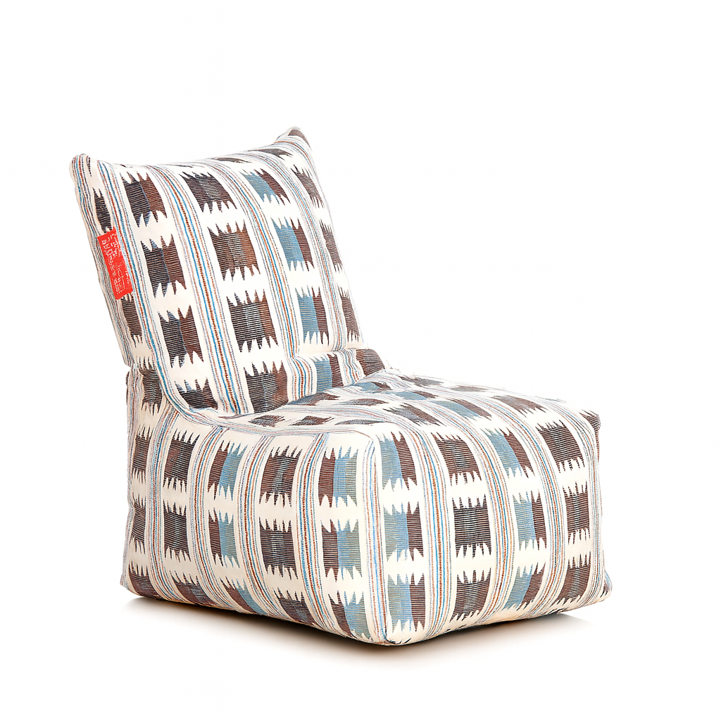 Style Homez CANVAS CLASSIC CHAIR, Cotton Canvas IKAT Printed Bean Bag XL Size With Beans Fillers