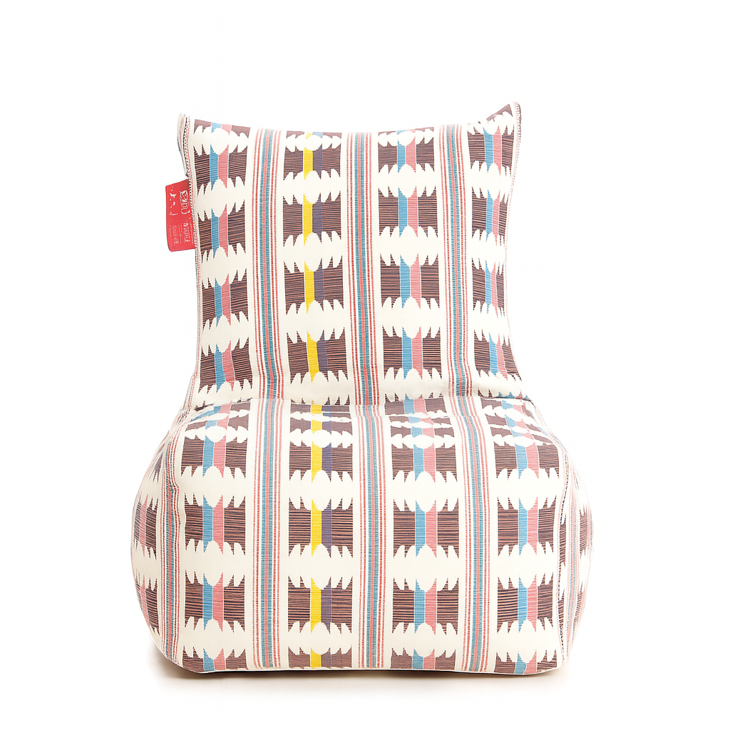Style Homez CANVAS CLASSIC CHAIR, Cotton Canvas IKAT Printed Bean Bag XL Size With Beans Fillers