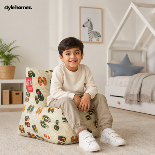 Style Homez CANVAS CLASSIC CHAIR, Cotton Canvas Abstract Printed Bean Bag XL Size With Beans Fillersr