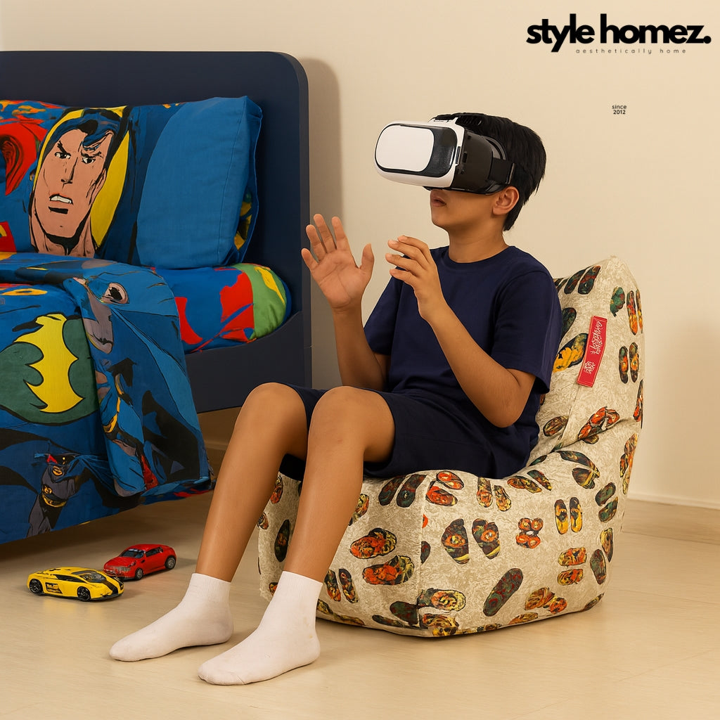 Style Homez CANVAS CLASSIC CHAIR, Cotton Canvas Abstract Printed Bean Bag XL Size With Beans Fillersr