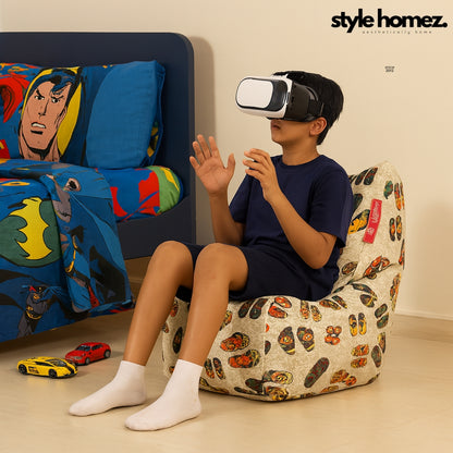 Style Homez CANVAS CLASSIC CHAIR, Cotton Canvas Abstract Printed Bean Bag XL Size With Beans Fillersr