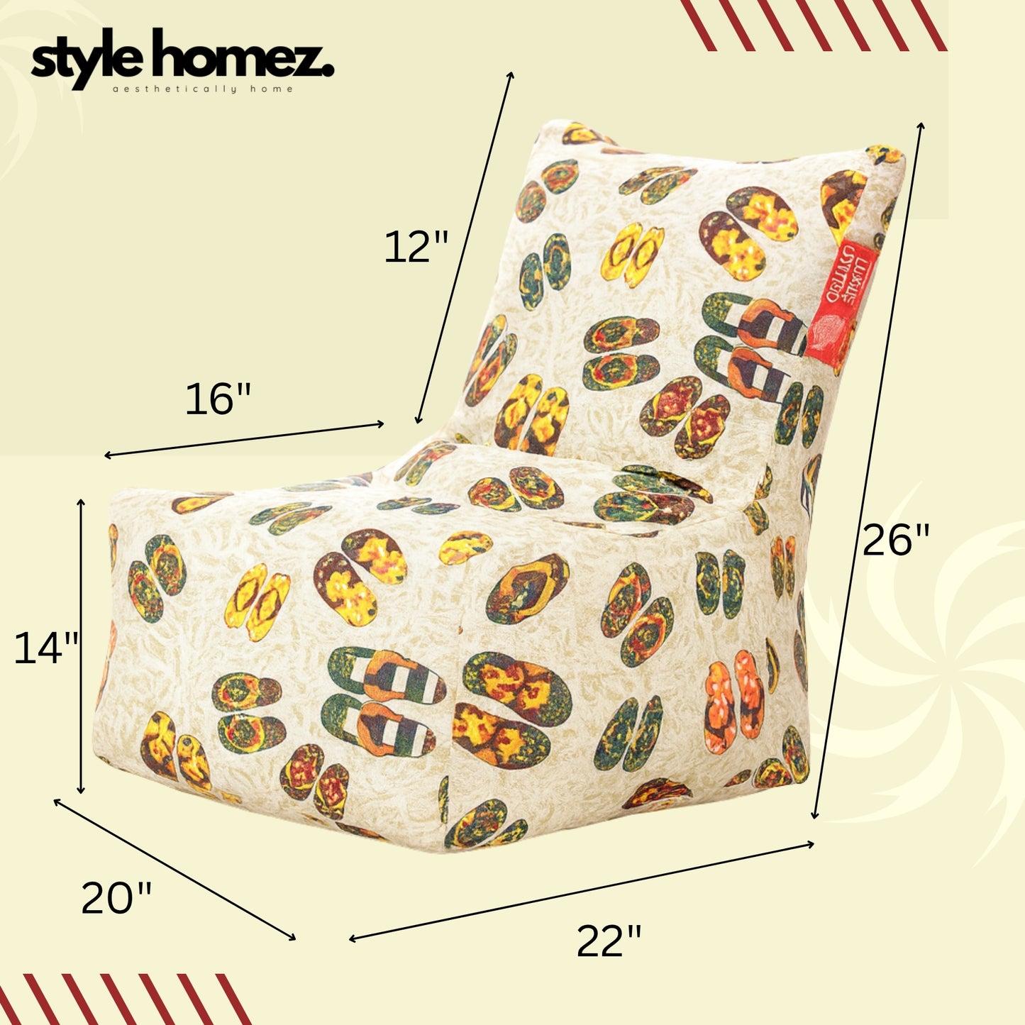 Style Homez CANVAS CLASSIC CHAIR, Cotton Canvas Abstract Printed Bean Bag XL Size With Beans Fillersr