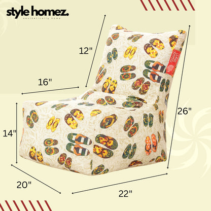 Style Homez CANVAS CLASSIC CHAIR, Cotton Canvas Abstract Printed Bean Bag XL Size With Beans Fillersr