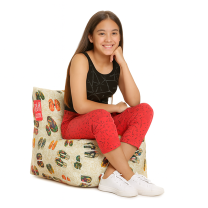 Style Homez CANVAS CLASSIC CHAIR, Cotton Canvas Abstract Printed Bean Bag XL Size With Beans Fillersr