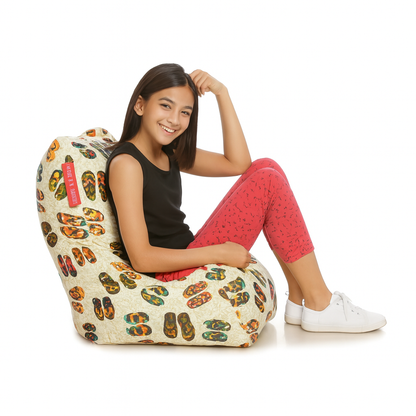 Style Homez CANVAS CLASSIC CHAIR, Cotton Canvas Abstract Printed Bean Bag XL Size With Beans Fillersr