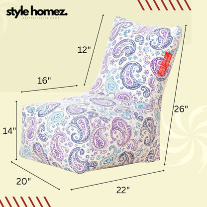 Style Homez CANVAS CLASSIC CHAIR, Cotton Canvas Paisley Printed Bean Bag XL Size With Beans Fillers