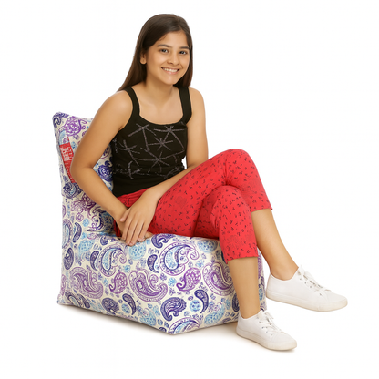 Style Homez CANVAS CLASSIC CHAIR, Cotton Canvas Paisley Printed Bean Bag XL Size With Beans Fillers