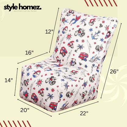 Style Homez CANVAS CLASSIC CHAIR, Cotton Canvas Abstract Printed Bean Bag XL Size With Beans Fillers