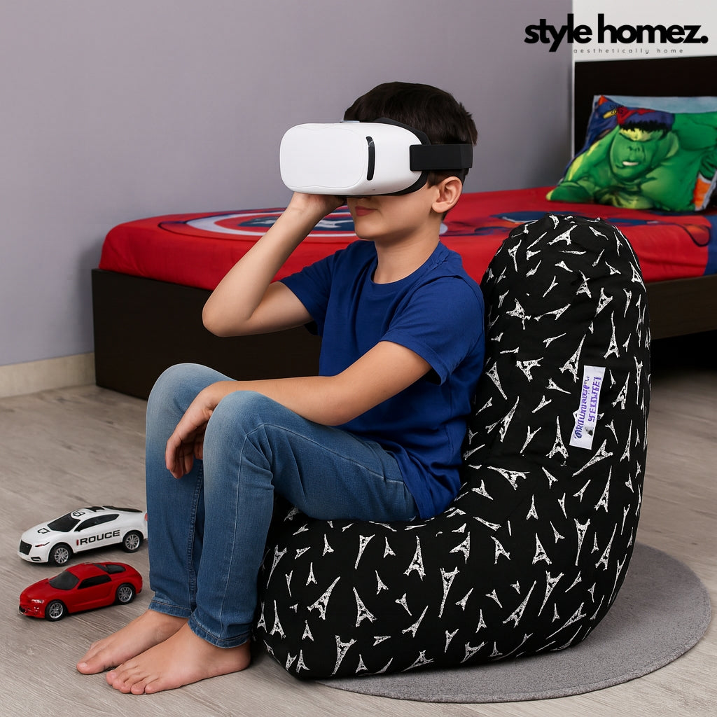 Style Homez CANVAS CLASSIC CHAIR, Cotton Canvas Abstract Printed Bean Bag XL Size With Beans Fillers