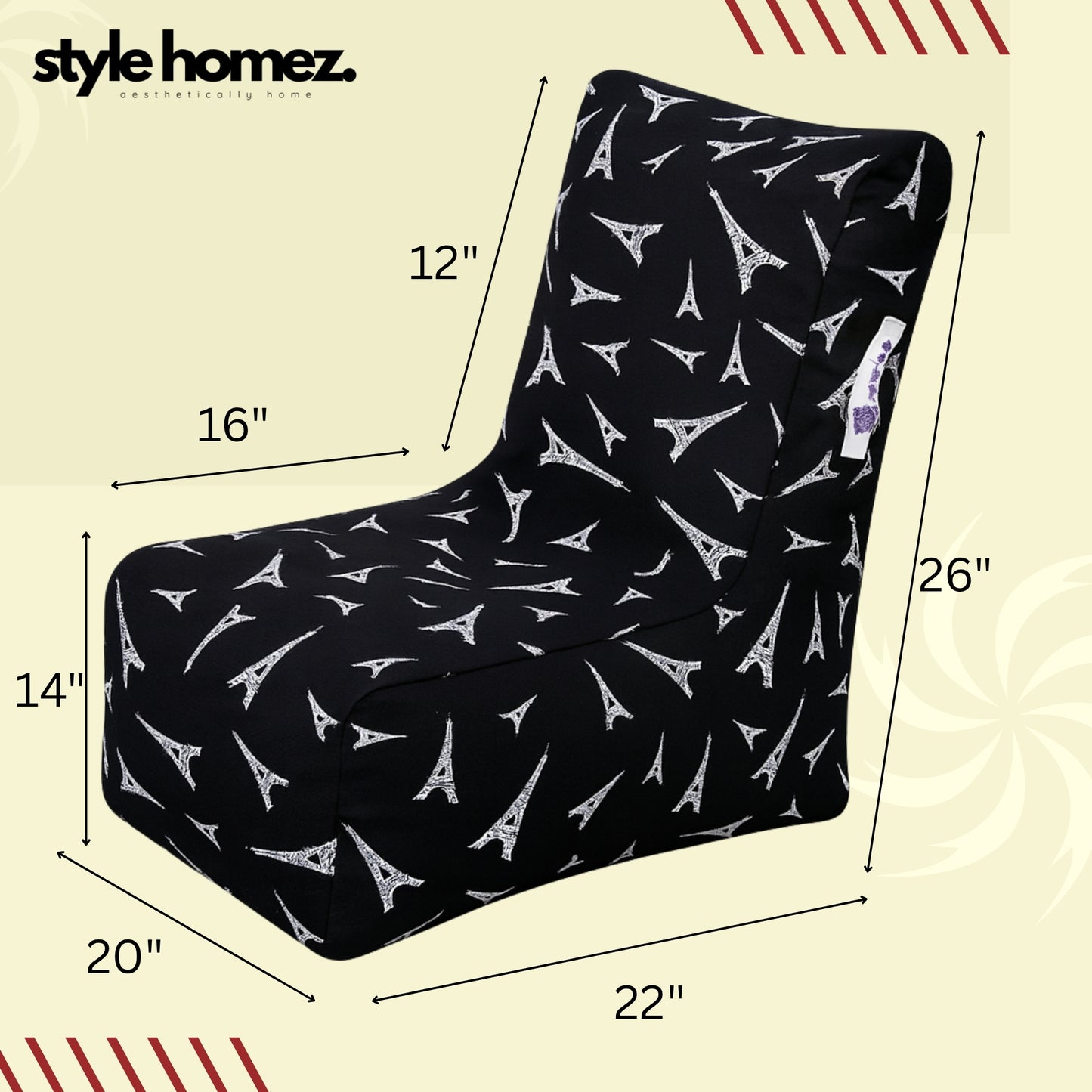 Style Homez CANVAS CLASSIC CHAIR, Cotton Canvas Abstract Printed Bean Bag XL Size With Beans Fillers