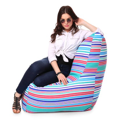 Style Homez Classic Chair Cotton Canvas Stripes Printed Bean Bag XXL Size Filled with Beans Fillers