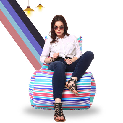 Style Homez Classic Chair Cotton Canvas Stripes Printed Bean Bag XXL Size Filled with Beans Fillers
